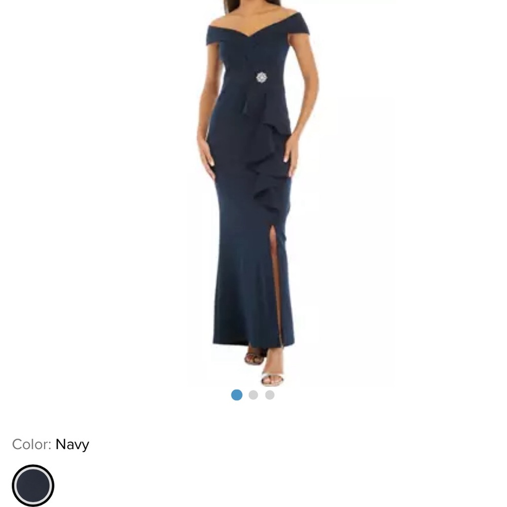 NWT: Cascading ruffles romantic navy formal dress from Jessica Howard.